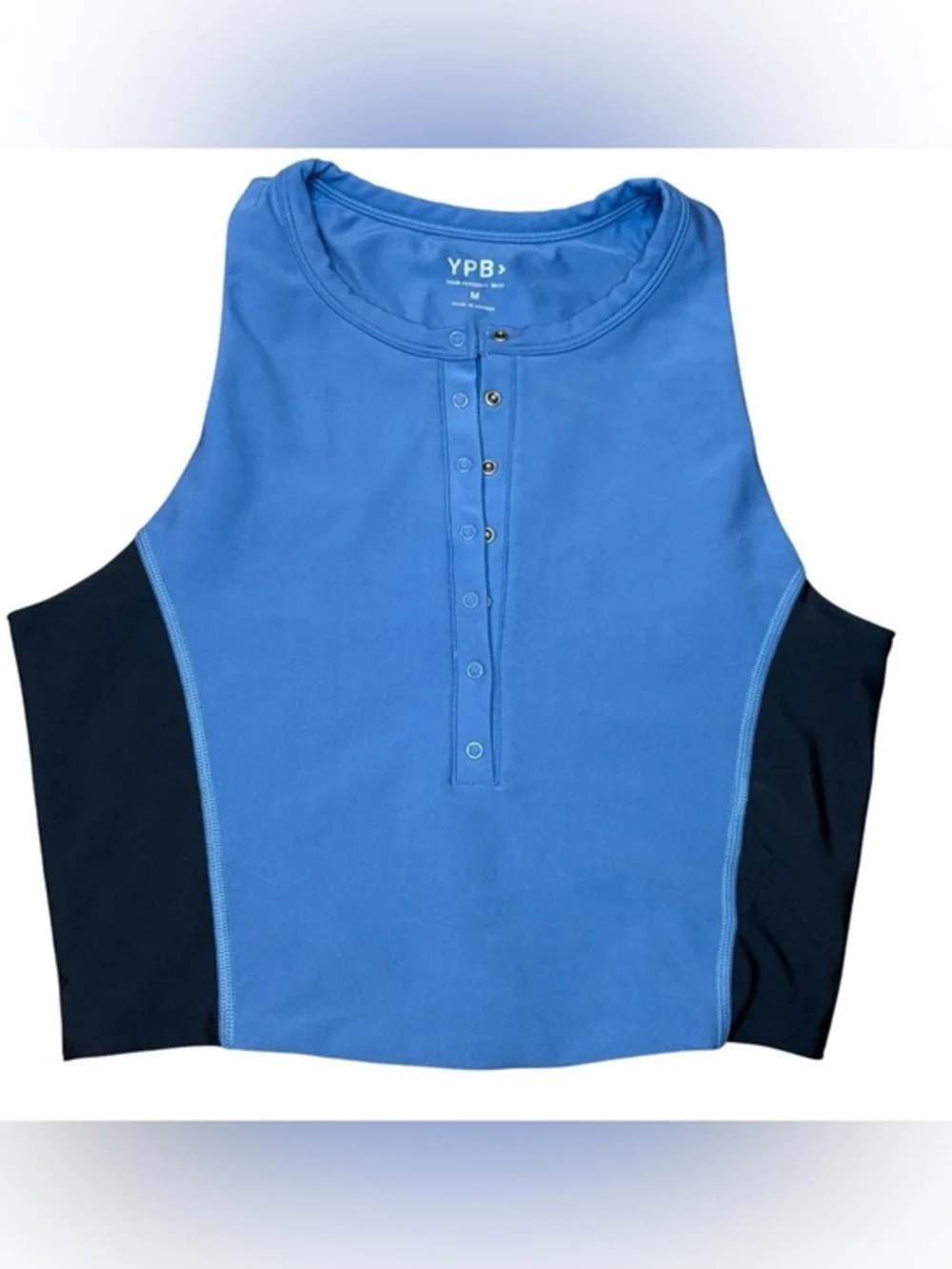 Abercrombie YPB SculptLUX plunge Henley top blue black medium